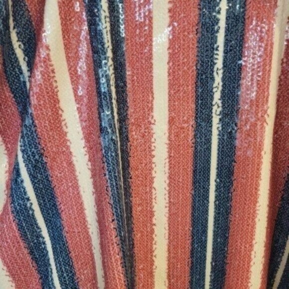 Zara Striped Sequin Lace Trim Tank Top Cami Red Blue Cream - Picture 8 of 8